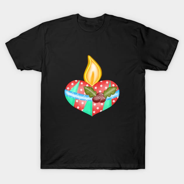 Cute christmas Candle T-Shirt by Onanong art design shop.